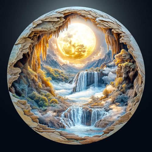 Masseruon 1000 Piece Puzzle for Adults 266 266in Moonlit River Puzzle for Adults 1000 Pieces Flat Puzzles with 3D Visual Effect When Completed Puzzles Gift for Women Men - Image 1