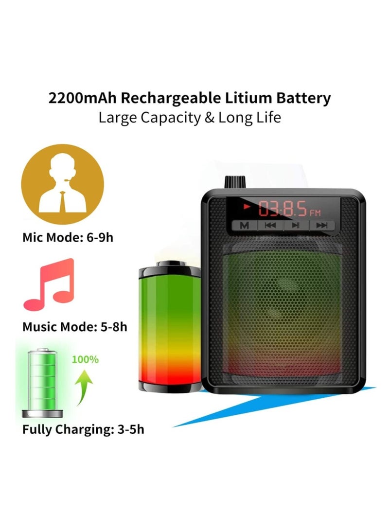 Voice Amplifier, Portable Microphone Speaker, Teacher Classroom Microphone, Bluetooth Headset Microphone Amplifier for Meeting Tour Guides - Image 3