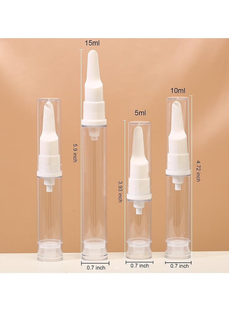 SYOSI - Airless Pump Jars 6 Packs Travel Foundation Container Travel Size Eye Cream Dispenser Empty Refillable Cosmetic Pump Bottles for Lotion Skincare Serum (5ml+10ml+15ml) - Image 1
