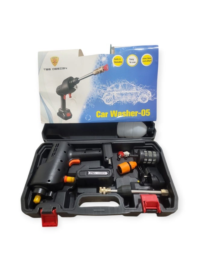 TBS DESIGN Portable 12V High-Pressure Car Washer – Car Washer 05 with Complete Carrying Case - Image 1