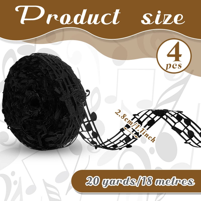 Shappy 20 Yards Music Note Ribbon Musical Party Decorations Bulletin Board Craft Ribbons Clothing Trim Accessories for DIY Handmade Wrapping Decor Homecoming Mum Supplies - Image 2