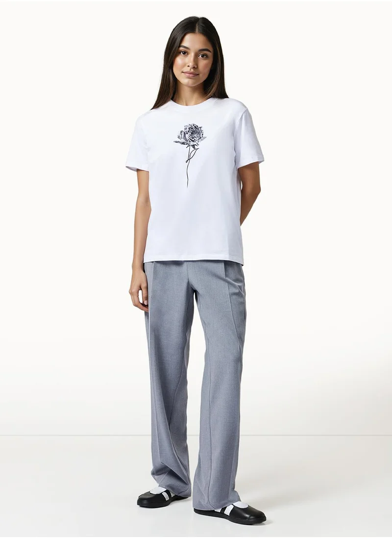 فرنش كونكشن Printed Regular Cotton Crew Neck T-Shirt