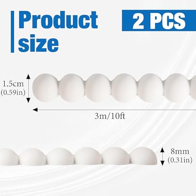 FLEXIBLE MOLDING TRIM PEEL AND STICK FOR WALLS DECORATIVE BEAD PEARL DIY WALL TRIM FOR BATHROOM MIRROR FRAME BORDER BACKSPLASH CEILING CABINET TV WALL EDGE - Image 3