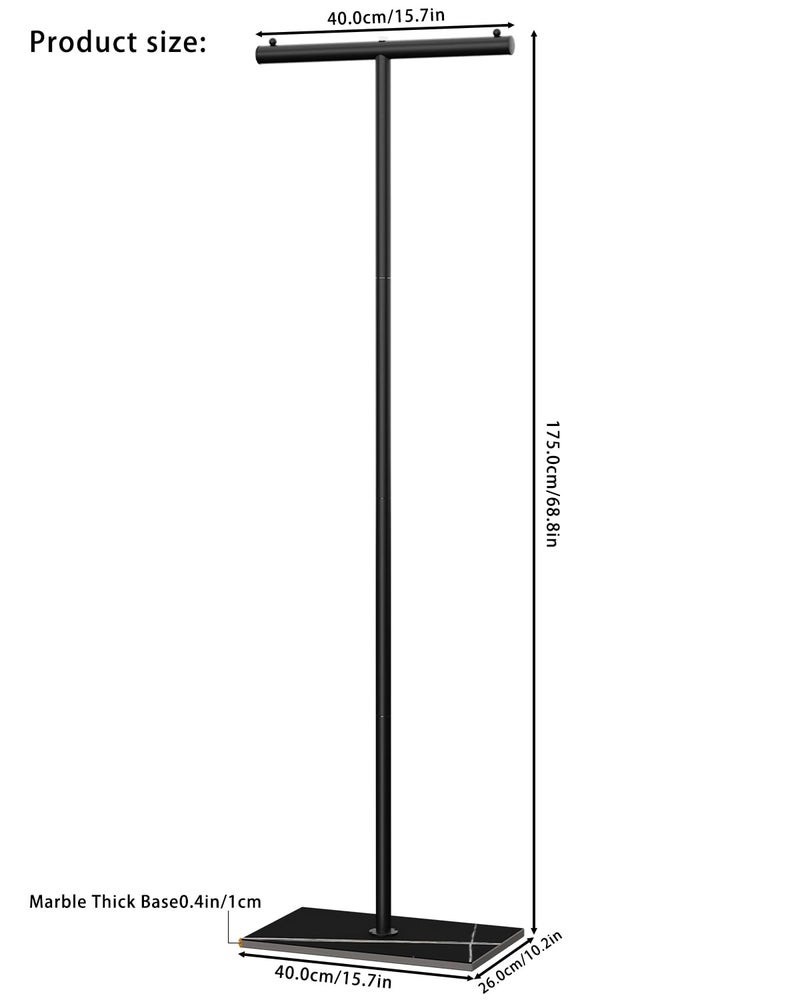 OUTBROS T-shaped Coat Rack Freestanding, Modern Clothes Rack with Rock Slab Base, Heavy-duty Metal Coat Hanging Rack for Boutiques, Hallway, Entryway, 68.9 Inches High, Black - Image 4