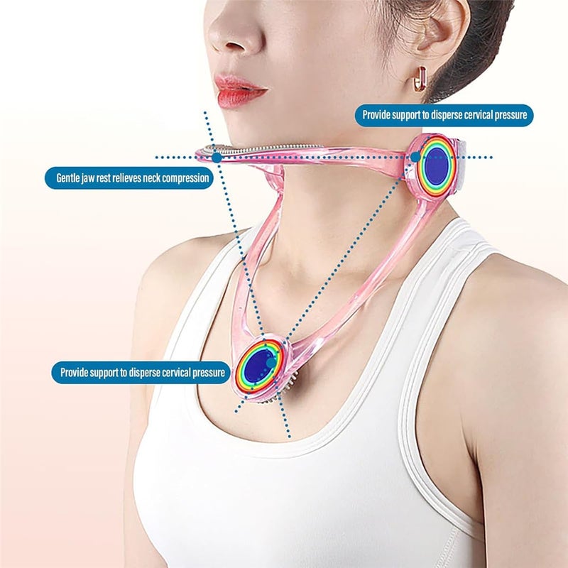 Xemz Adjustable Neck Support, Neck Brace Cervical Collar, Portable Neck Traction Device Neck Stretcher Forward Head Neck Posture Corrector for Women and Men Cervical Spine Pressure Relief (Transparent) - Image 4