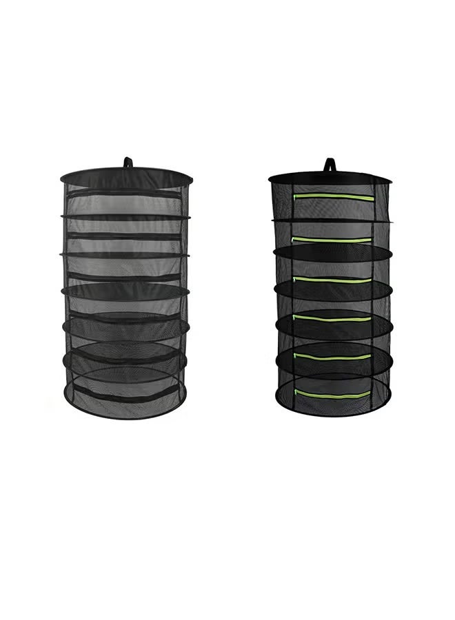 قطعتين 6 طبقات معلقة عشب تجفيف صافي كيس مجفف مع سحاب أسود 22X8X22kg - Image 1