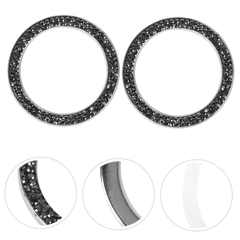 Crystal Rhinestone Car Ignition Button Decal Sticker Black Bright Easy Peel and Stick - Image 3