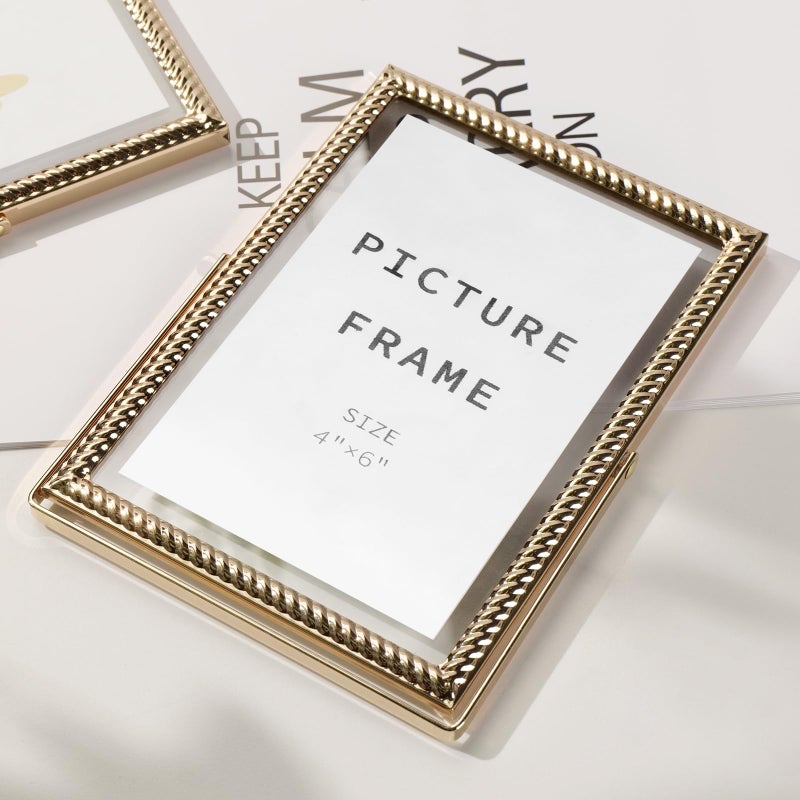 VAN GOGH ART VAN GOGH ART 4x6 Picture Frame Gold  Vintage Bronze Gold 4 by 6 Picture Frame Hand-Crafted Resin with Glass Front Ornate Retro Antique Photo Frame for Wall and Tabletop Display Home Decor  - Image 3