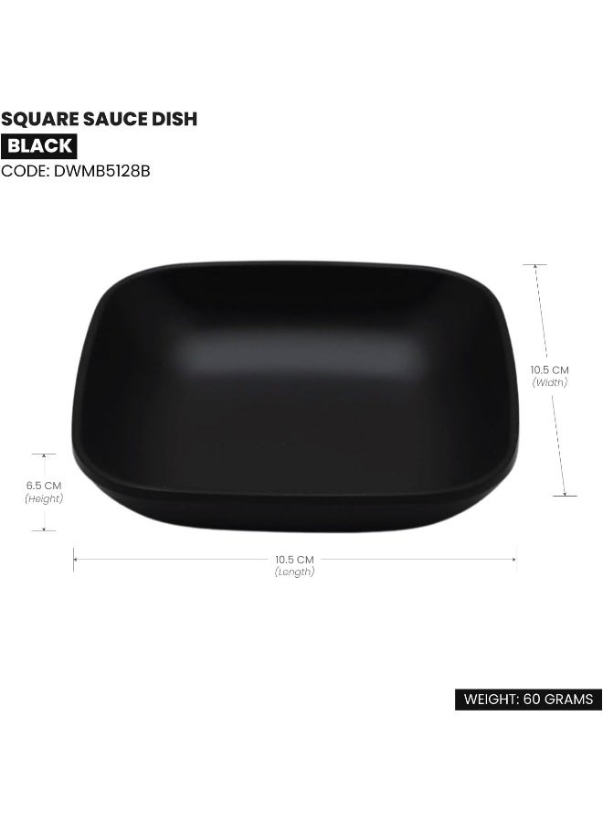DINEWELL DINEWELL MELAMINE MATT SQUARE SAUCE DISH BLACK  - Image 2