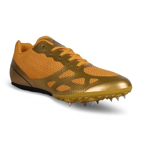 Nivia Spirit Running Spikes Track & Field Shoes for Men/Golden (Size-UK03) - Image 1