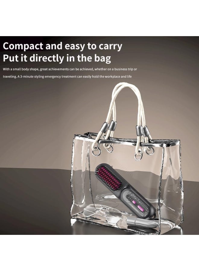 Rechargeable Hair Straightener Brush, 9600mAh Cordless, 3 Temperature Settings, Negative Ion Technology, Fast Heating, 90 Minutes Runtime, Portable - Image 4