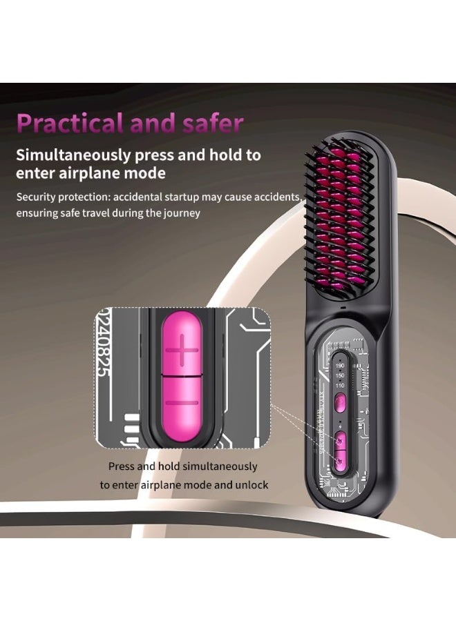 Rechargeable Hair Straightener Brush, 9600mAh Cordless, 3 Temperature Settings, Negative Ion Technology, Fast Heating, 90 Minutes Runtime, Portable - Image 5