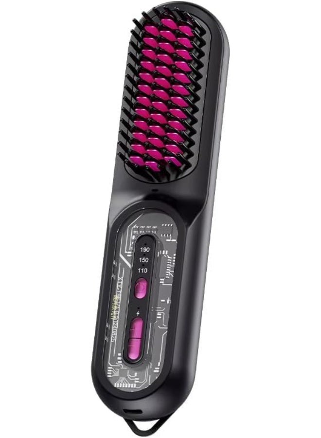 Rechargeable Hair Straightener Brush, 9600mAh Cordless, 3 Temperature Settings, Negative Ion Technology, Fast Heating, 90 Minutes Runtime, Portable - Image 2