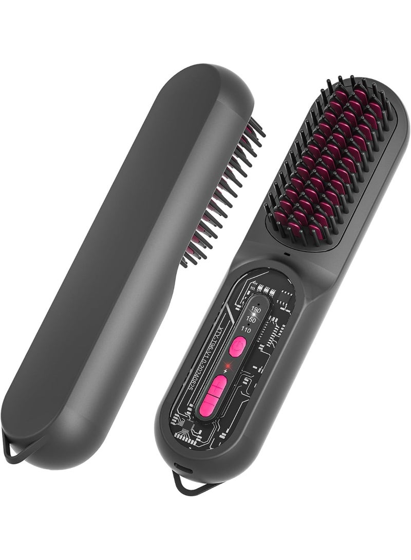 Rechargeable Hair Straightener Brush, 9600mAh Cordless, 3 Temperature Settings, Negative Ion Technology, Fast Heating, 90 Minutes Runtime, Portable - Image 1