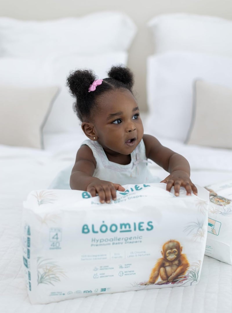 Bloomies Premium Baby Diapers Size 2,3,4, Counts 22,40,66,120, Wetness Indicator Eco-friendly and Hypoallergenic Ultra-soft Nappy Diaper Skin Friendly, Leakage Protection,100% Organic Natural Bamboo - Image 5