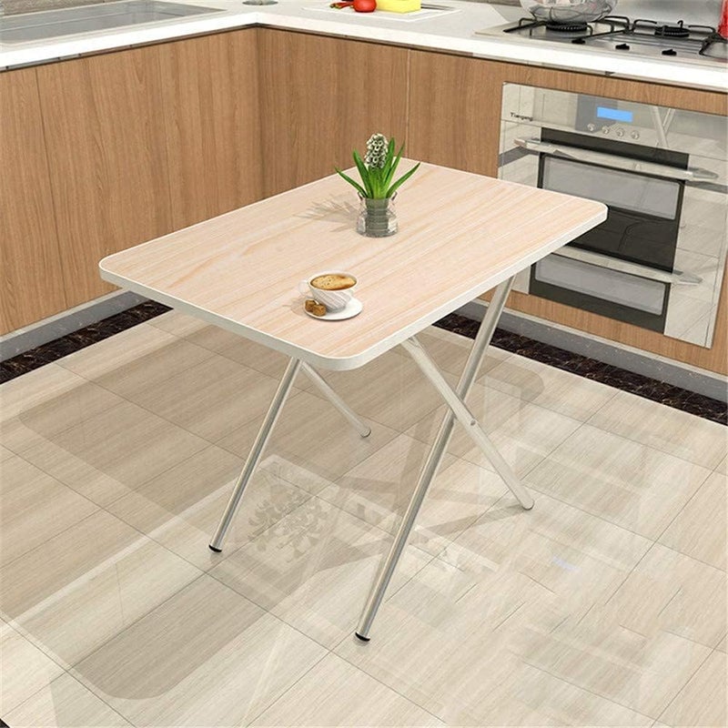 N.C Qualife Folding Camping Table Foldable Square Dining Table 4-Seater Portable Outdoor Picnic Table Wood Simple Modern Folding Table Home Kitchen Desk for Small Space (wood grain, 60 * 40 * 50cm) - Image 2