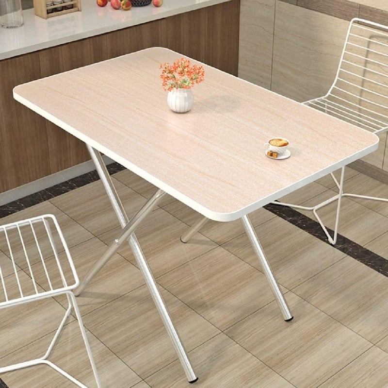 N.C Qualife Folding Camping Table Foldable Square Dining Table 4-Seater Portable Outdoor Picnic Table Wood Simple Modern Folding Table Home Kitchen Desk for Small Space (wood grain, 60 * 40 * 50cm) - Image 4
