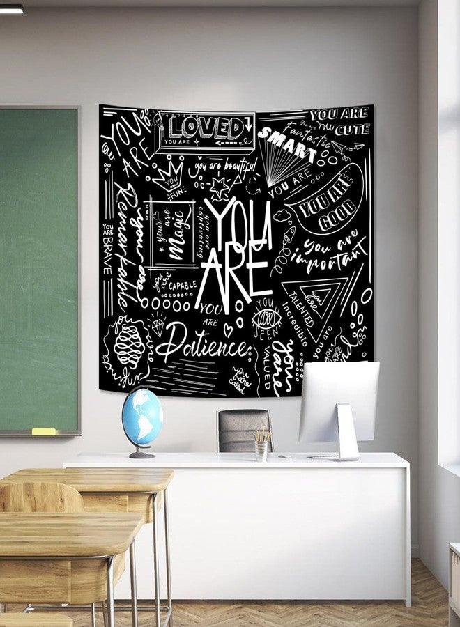 Fungarth Quote You Are Tapestry Black and White Classroom Kids Tapestries Wall Hanging Inspirational Positive Saying Aesthetic Tapestry for Bedroom Living Room Dorm (Black, 48" x 36") - Image 5