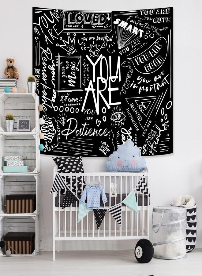 Fungarth Quote You Are Tapestry Black and White Classroom Kids Tapestries Wall Hanging Inspirational Positive Saying Aesthetic Tapestry for Bedroom Living Room Dorm (Black, 48" x 36") - Image 4