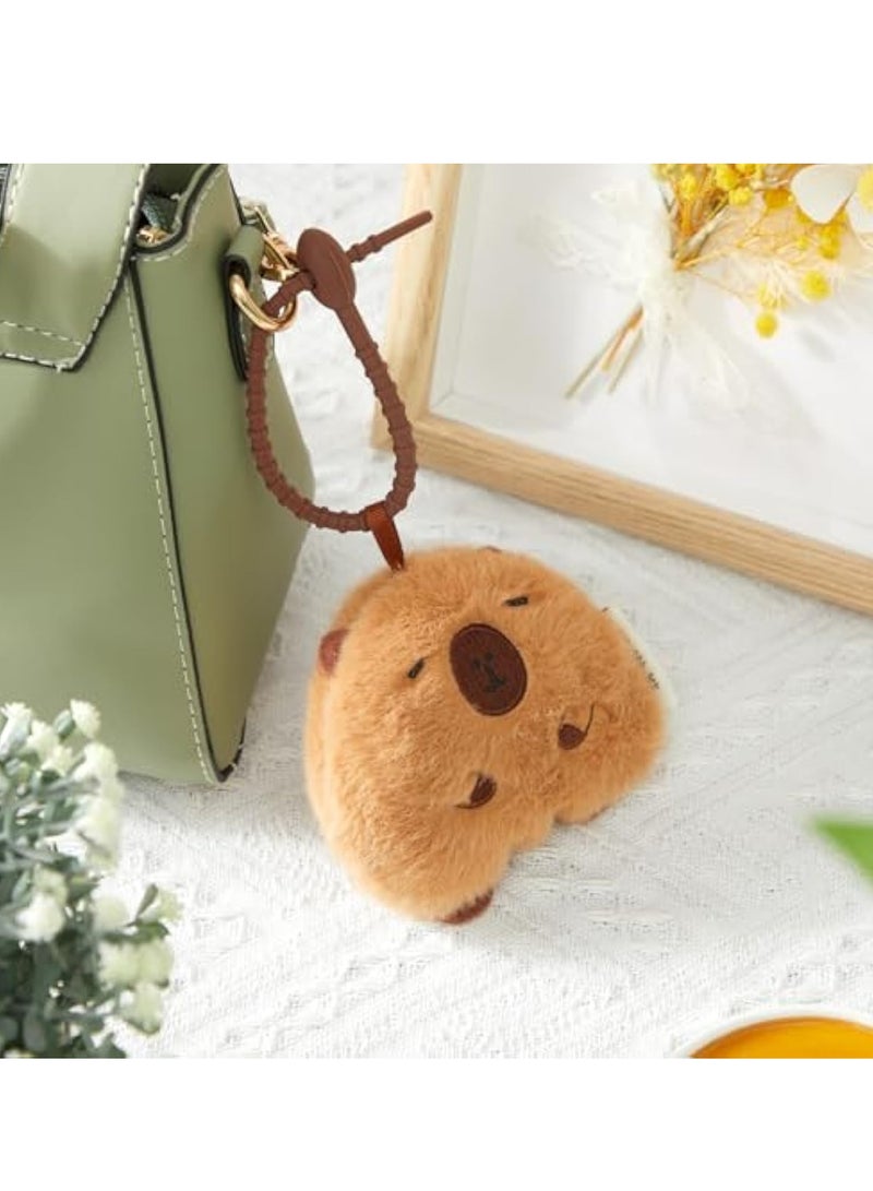 SOLARAE 2Pcs Capybara Plush Keychain, Realistic Capybara Stuffed Animals Toy, Keyring Pendant, Purse Backpack Handbag Charms, for Backpacks, Car Key Ring, Birthday Valentines Day New Year Gifts - Image 3