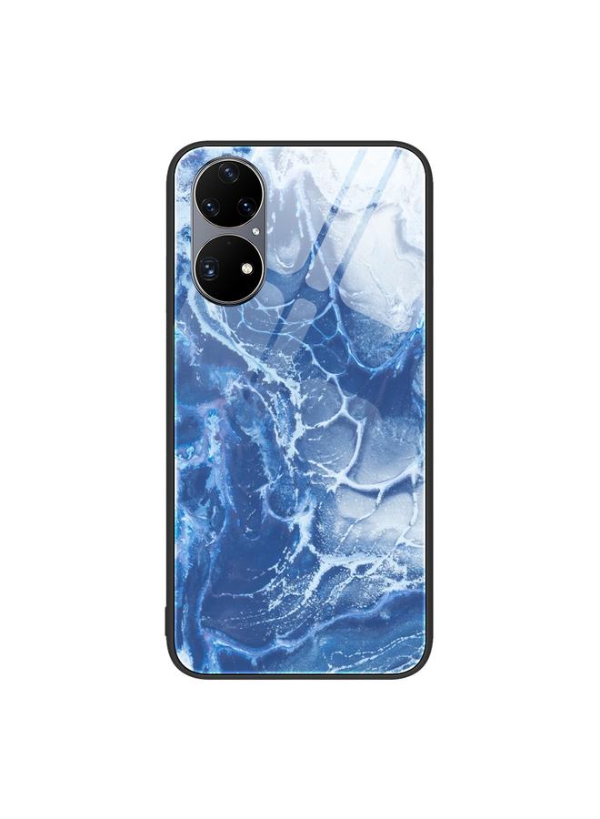 S-TOP Case For Huawei P50 Pro Marble Pattern Glass Protective Phone Case - Image 1