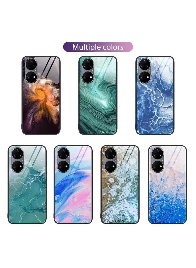S-TOP Case For Huawei P50 Pro Marble Pattern Glass Protective Phone Case - Image 2