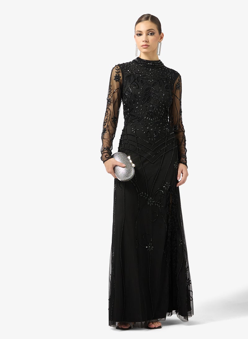 Amelia Rose Embellshed high neck side slit dress - Image 4