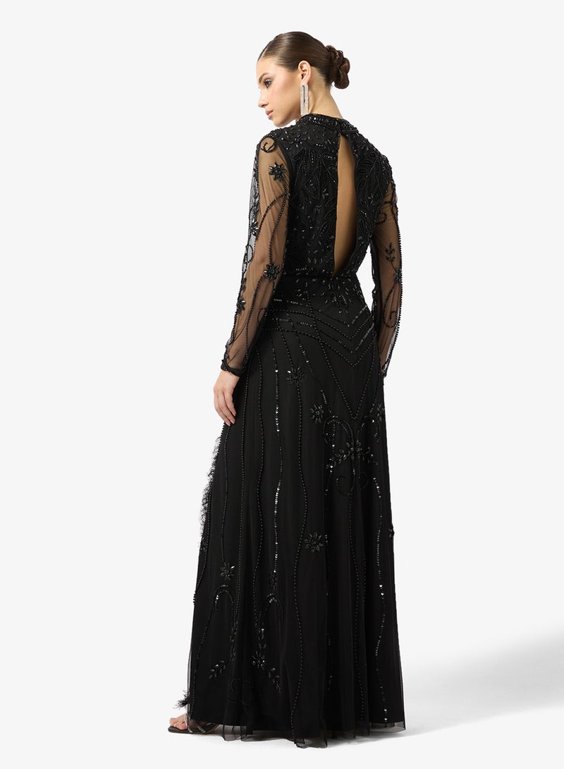 Amelia Rose Embellshed high neck side slit dress - Image 2