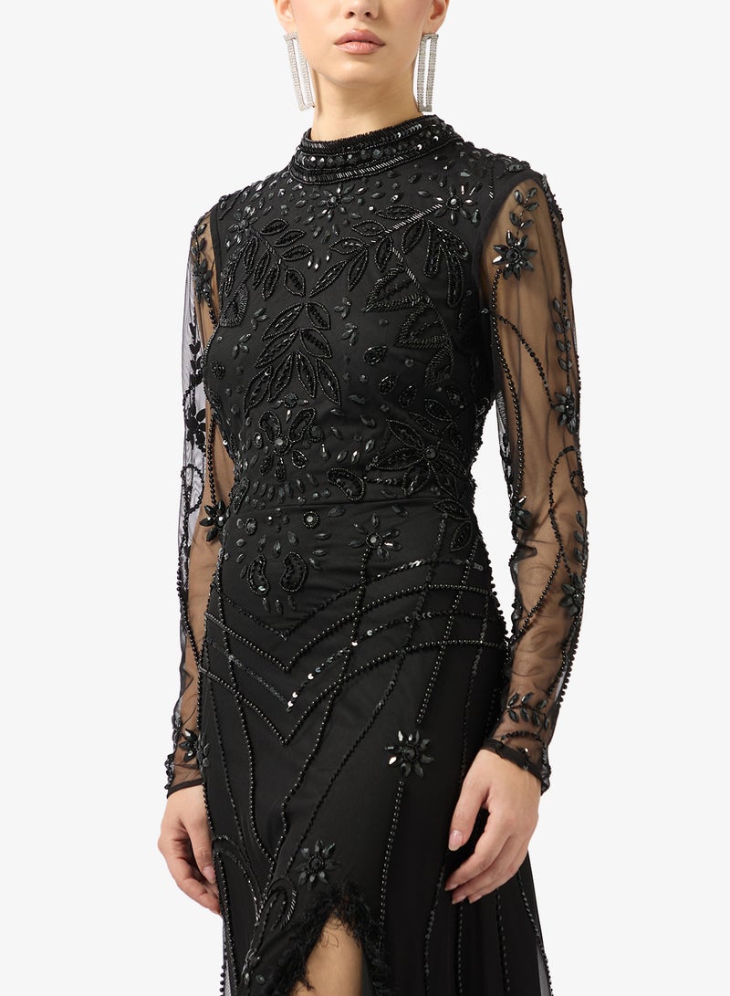 Amelia Rose Embellshed high neck side slit dress - Image 3