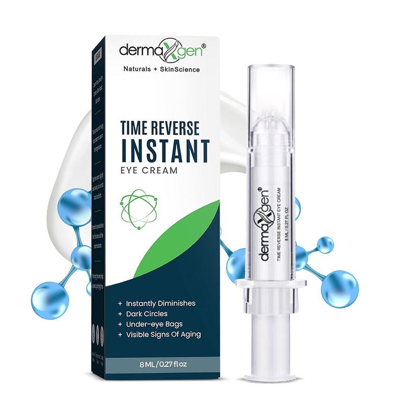 DERMAXGEN Puffy Eye Treatment Time Reverse Instant Antiaging Eye Cream New Advanced Formula Visibly Reduce Undereye Bags Wrinkles Dark Circles Fine Lines Crows Feet Instantly 8ml