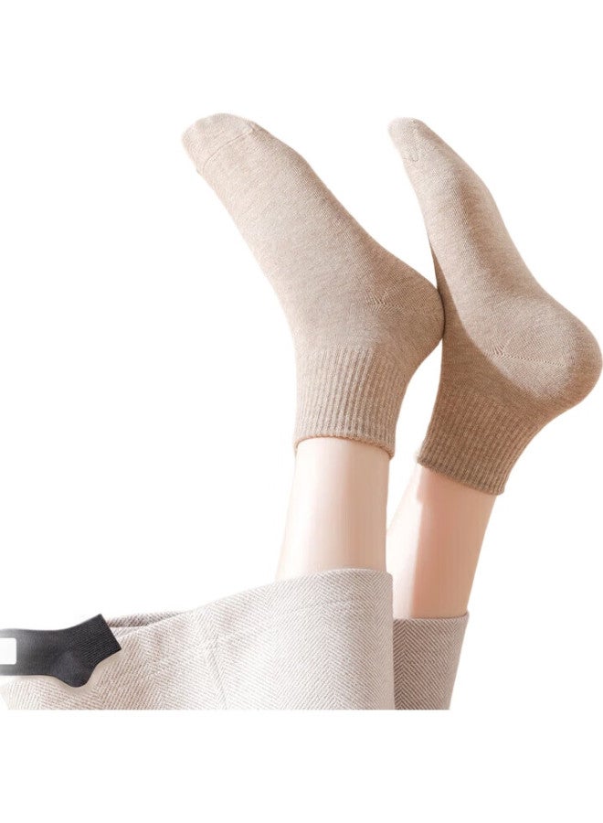B&C.ROOM Women'S Mid-Calf Socks, Spring And Summer Antibacterial Deodorant Pure Cotton Mid-Calf Socks, Seamless White Women'S Short Socks, 5 Pairs - Image 3