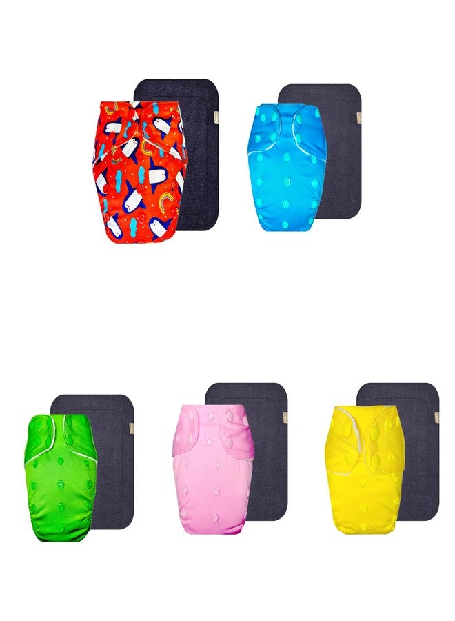 Dumbledo Premium Cloth Diaper with Gray Insert (Pack of 5) | Soft & Gentle | Leakproof | Travel Friendly | Trusted by Moms | 3 Months - 3 Years | Unisex Baby - Image 1