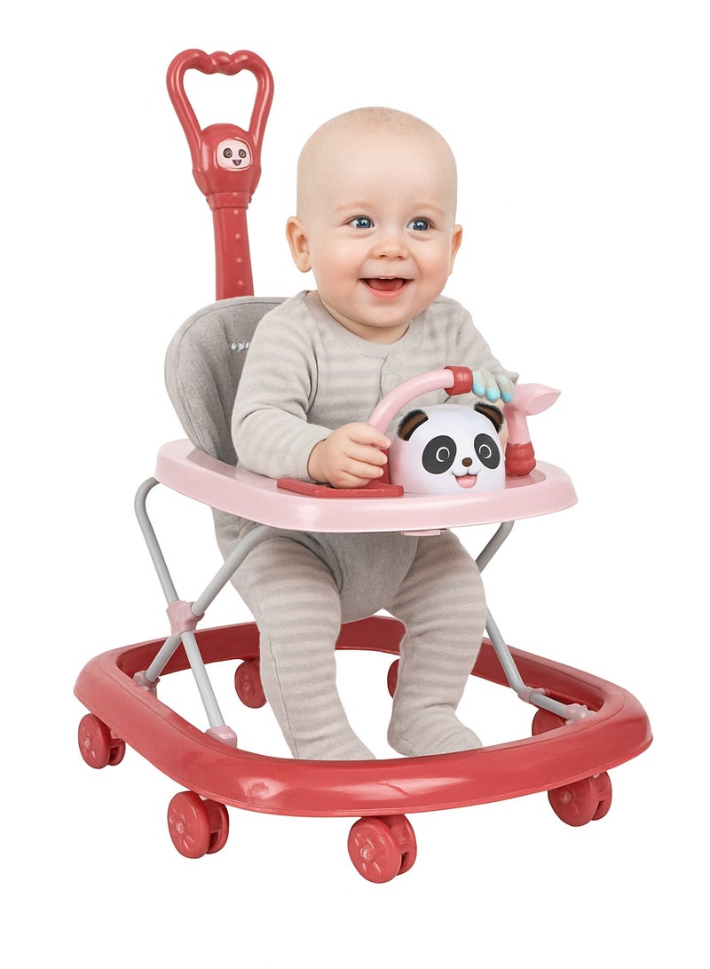 MAAS 3 in 1 Baby Walker Round Baby Walker with Parent Push Handle with Tray and Musical Toy Bar Multifunctional Adjustable Fits Toddlers 6-18 Months - Image 1