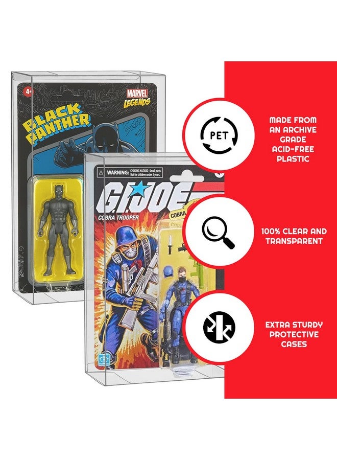 EVORETRO Action Figure Protective Display Case for 3.75 inches Star Wars, Marvel Legends & GI Joe Carded Toy Figurine - 10 Pack - Clear Thick PET Plastic Case Protector - Shallow, 30MM - Image 2