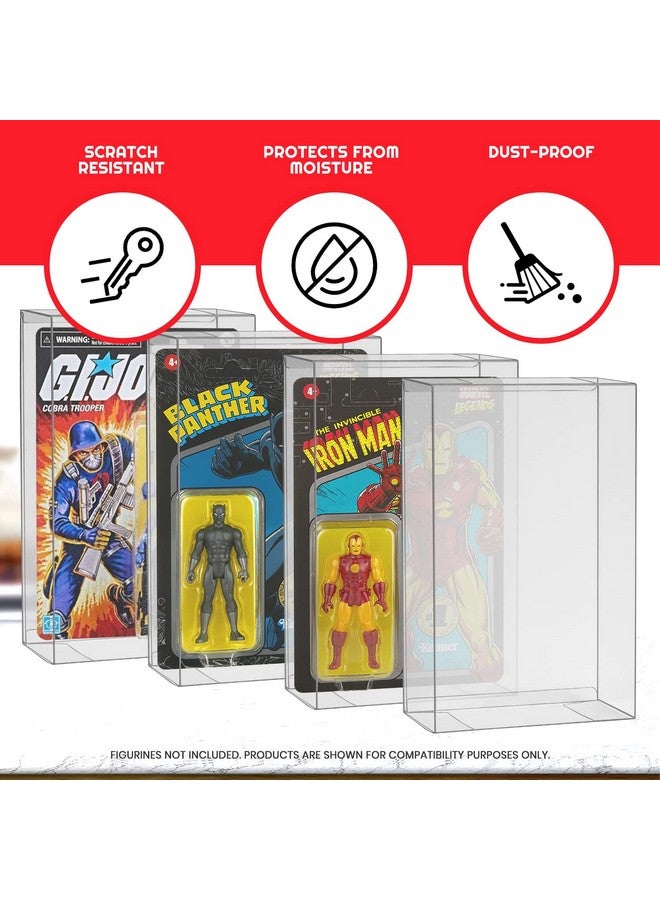 EVORETRO Action Figure Protective Display Case for 3.75 inches Star Wars, Marvel Legends & GI Joe Carded Toy Figurine - 10 Pack - Clear Thick PET Plastic Case Protector - Shallow, 30MM - Image 3