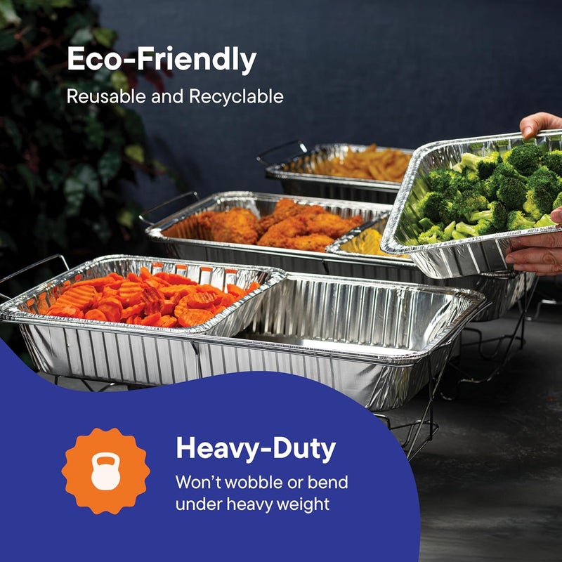 Stack Man Full Size Large Aluminum Pans, Disposable Foil 21x13 Deep [20-Pack] Steam Table Chafing Pan - Extra Heavy Duty Durable Tray - Great for Roasting, Cooking, Warming, Prepping and Storing Food - Image 5