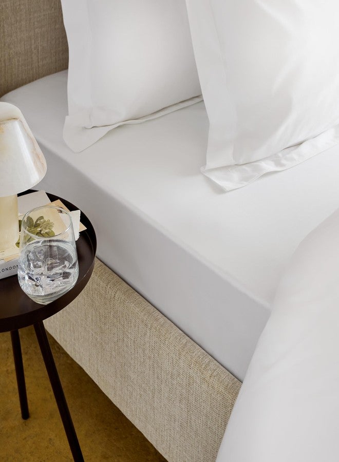 Christy Premium Sateen Queen Fitted Sheet | 100% Cotton | 500 Thread Count | Timeless Design | Super Soft and Silky Finish | White - Image 4