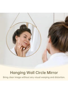 Home Elements HOME ELEMENTS Wall Hanging Round Mirror with Chain, Scratchproof Silver Mirror, Circle Golden Metal Frame Mirror for Aesthetic Room Decor, Bathroom, Bedroom, Living Room, Entryway (35x46cm)  - Image 2