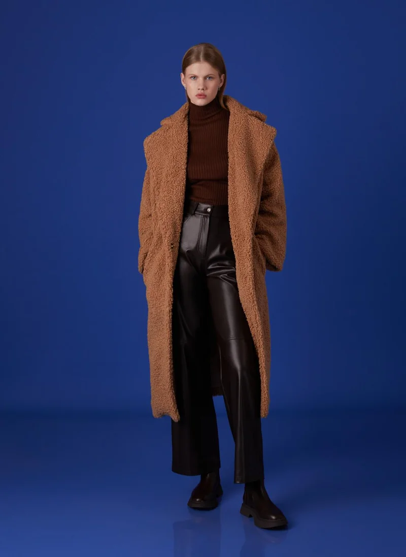 Nocturne Double-Breasted Faux Fur Coat