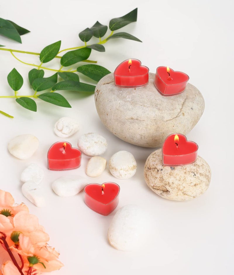 PROSPERRO LUMO by Parkash Candles Scented Heart Shaped Tealights for Home Decor | Set of 10 (RED - Rose), SCENTED WAX Tealight - Image 3