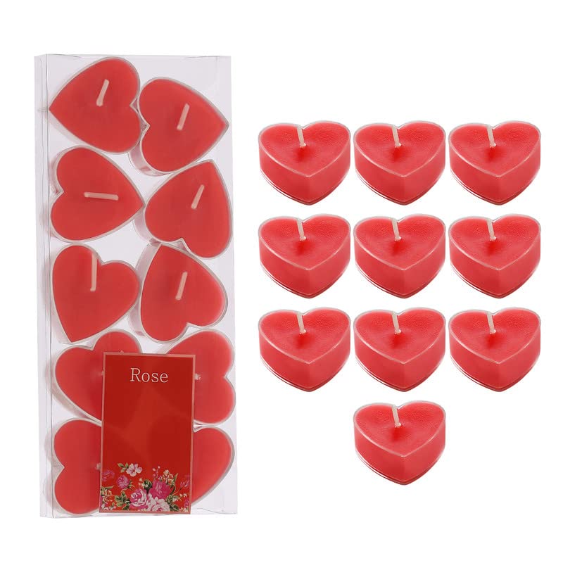PROSPERRO LUMO by Parkash Candles Scented Heart Shaped Tealights for Home Decor | Set of 10 (RED - Rose), SCENTED WAX Tealight - Image 5