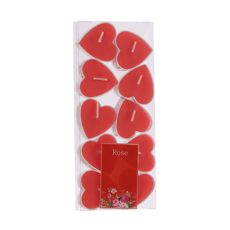 PROSPERRO LUMO by Parkash Candles Scented Heart Shaped Tealights for Home Decor | Set of 10 (RED - Rose), SCENTED WAX Tealight - Image 2