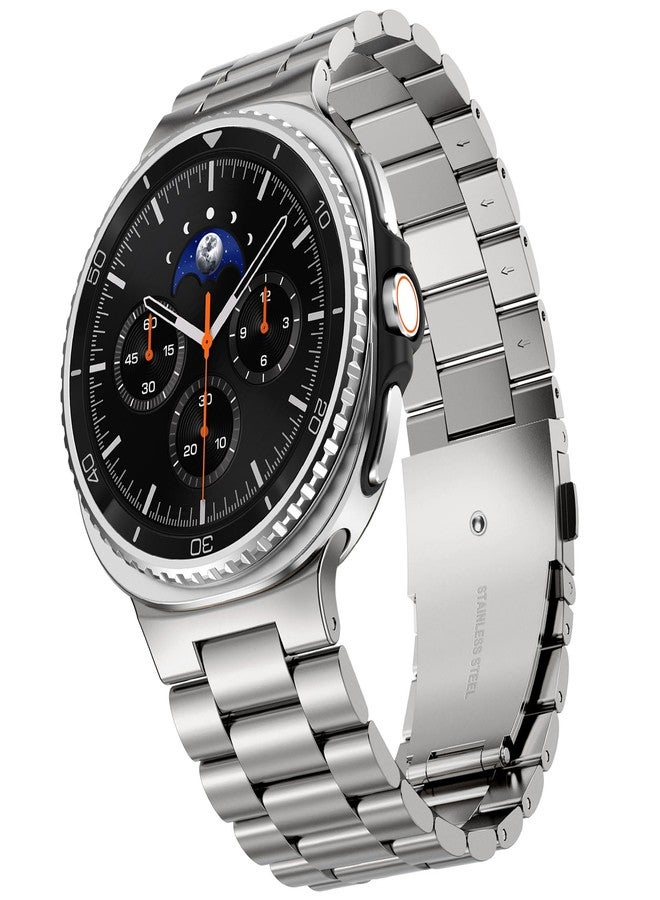 WINGLE أساور الفولاذ المقاوم للصدأ WINGLE لساعات جالاكسي ووتش 8، سوار سامسونج جالاكسي ووتش 8 كلاسيك 46 مم 44 مم 40 مم للرجال، حزام معدني أنيق وعصري للأعمال، سوار جالاكسي ووتش 8/8 كلاسيك، تيتانيوم - Image 1