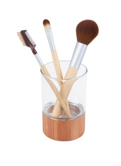 InterDesign iDesign Formbu Bath Collection, Tumbler Cup for Bathroom Vanity Countertops - Natural Bamboo/Clear  - Image 1