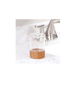 InterDesign iDesign Formbu Bath Collection, Tumbler Cup for Bathroom Vanity Countertops - Natural Bamboo/Clear  - Image 2