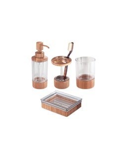 InterDesign iDesign Formbu Bath Collection, Tumbler Cup for Bathroom Vanity Countertops - Natural Bamboo/Clear  - Image 4