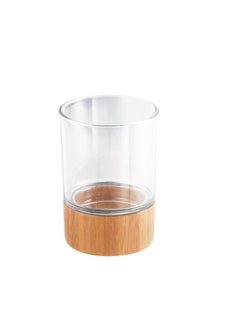 InterDesign iDesign Formbu Bath Collection, Tumbler Cup for Bathroom Vanity Countertops - Natural Bamboo/Clear  - Image 3