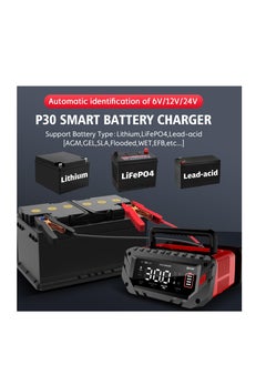 SYOSI Car Battery Charger, 6V/12V/24V Smart Automatic Automotive Charger, Portable Car Battery Charger, Battery Maintainer, Trickle Charger, for Car, Motorcycle, Boat, Lead-Acid, Lithium, LiFePo4 Battery  - Image 2