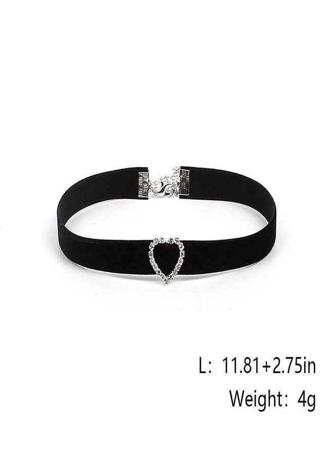 ACEDRE Black Choker Necklace Heart With Crystal Necklace Chains Adjustable Necklaces Jewelry Accessory for Women (Heart Shape) - Image 4