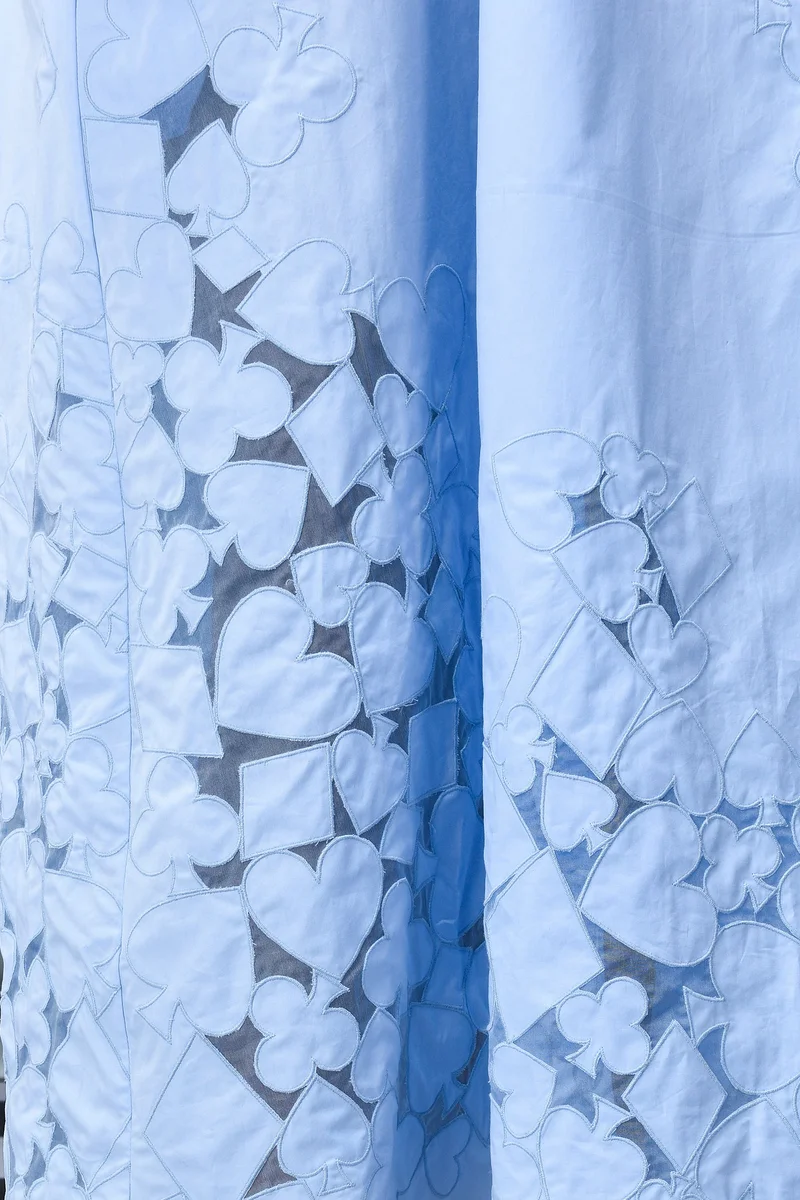 Genes Lecoanet Hemant Playing Card Maxi A-Line Dress- Light Blue